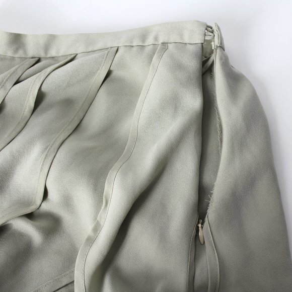 Anthropologie Varun Bahl Ice Fall Gray Beige Layered Tiered Skirt Retro Sz 0P - Picture 7 of 12